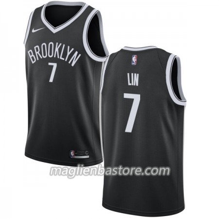 Maglia NBA Brooklyn Nets Jeremy Lin 7 Nike 2017-18 Nero Swingman - Uomo